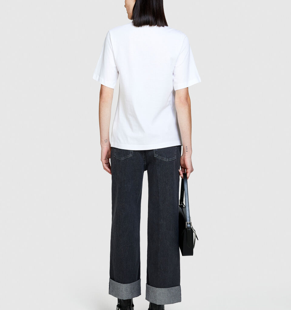 T-shirt with glossy print - women's short sleeve t-shirts - White | Sisley image number 3